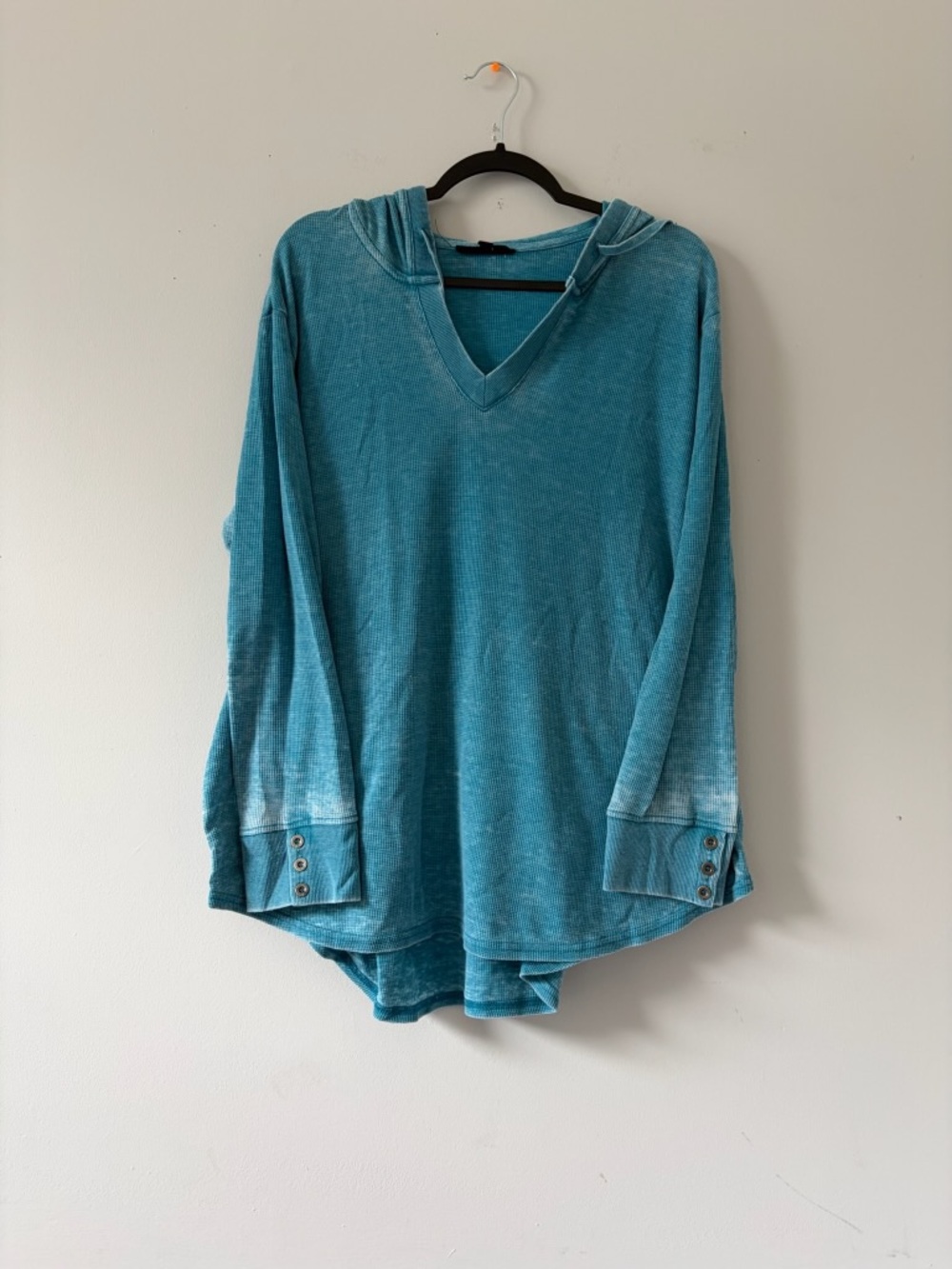 Lightweight Teal Hooded Pullover - Picture 2 of 2